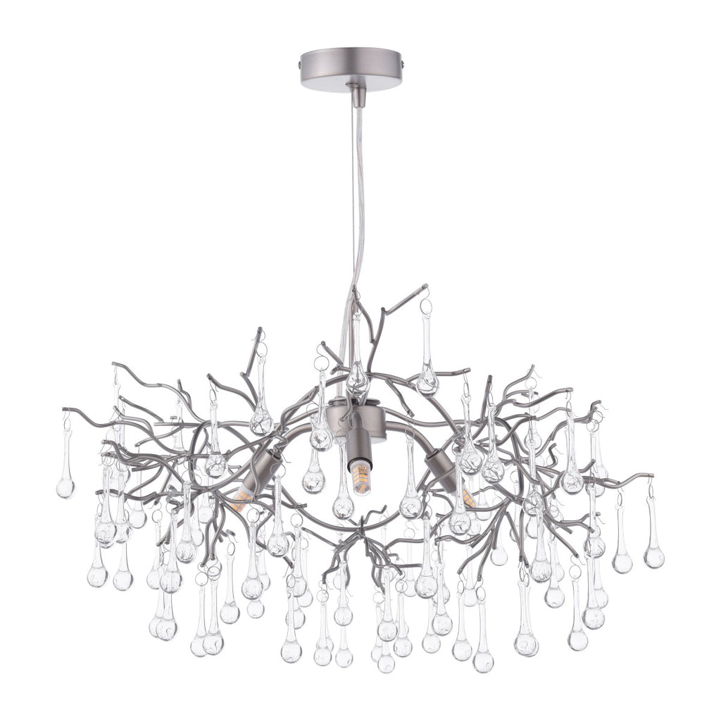 Willow 3Lt Pendant In Satin Pewter With Crystal LA3756469-Q