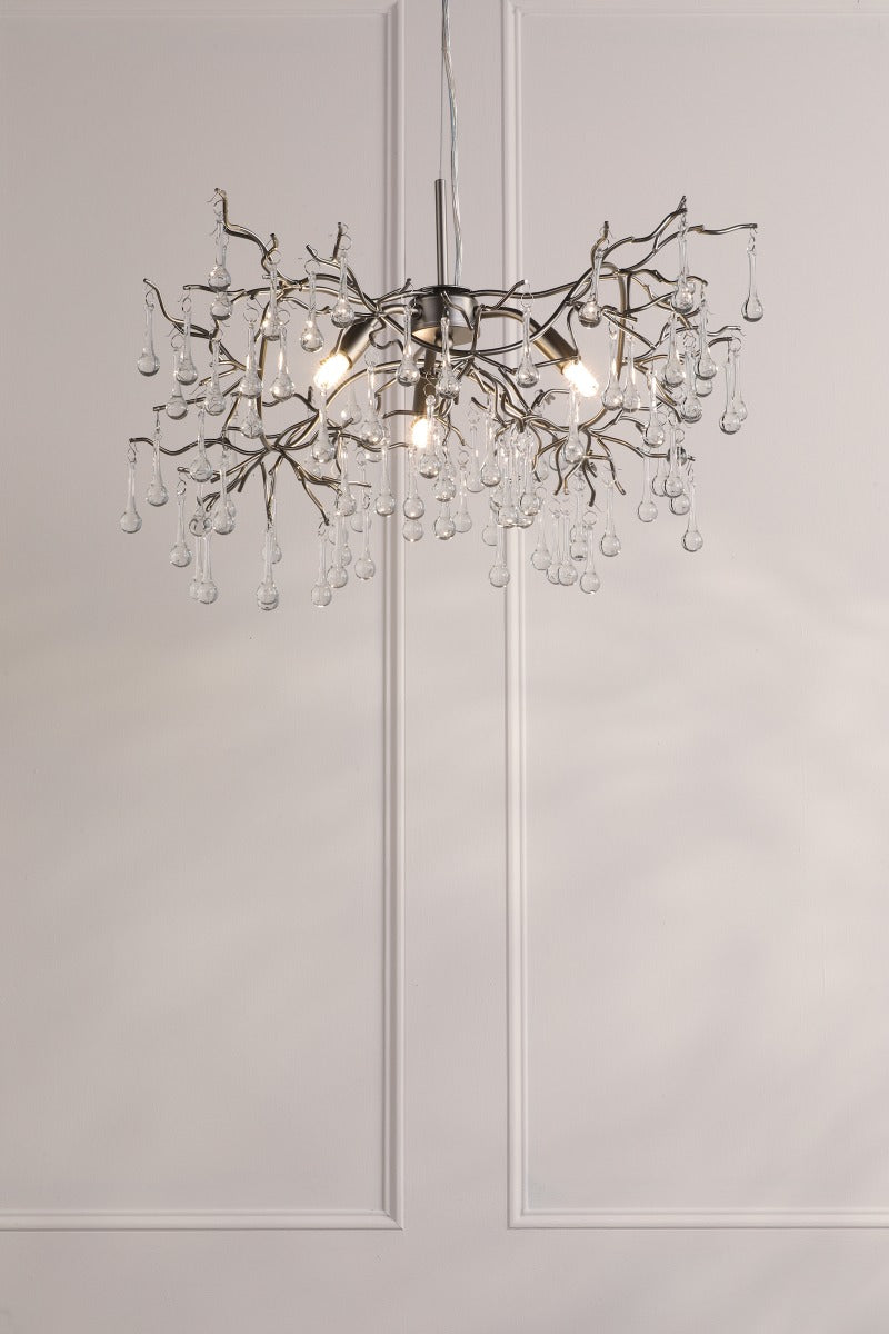 Willow 3Lt Pendant In Satin Pewter With Crystal LA3756469-Q