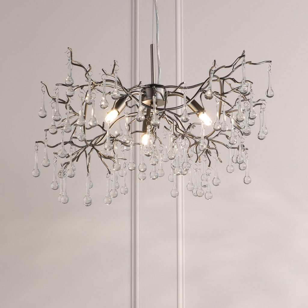 Willow 3Lt Pendant In Satin Pewter With Crystal LA3756469-Q