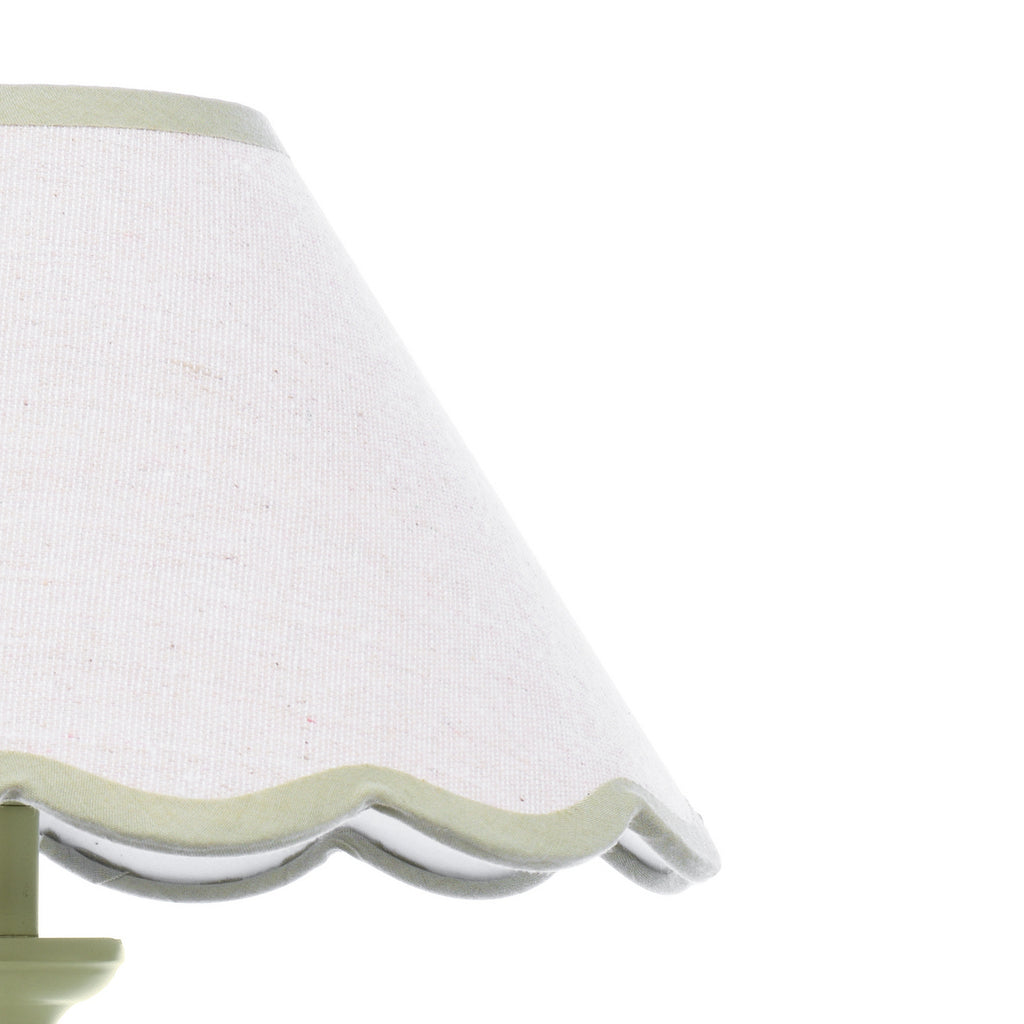 Cordwell Table Lamp In Matt Green With Scalloped Natural Linen Shade LA3756489-Q