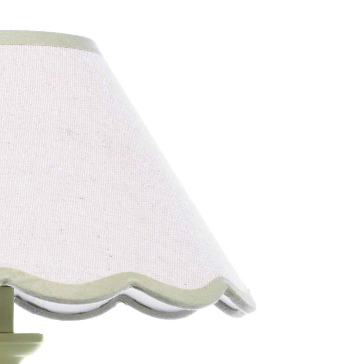 Cordwell Table Lamp In Matt Green With Scalloped Natural Linen Shade LA3756489-Q
