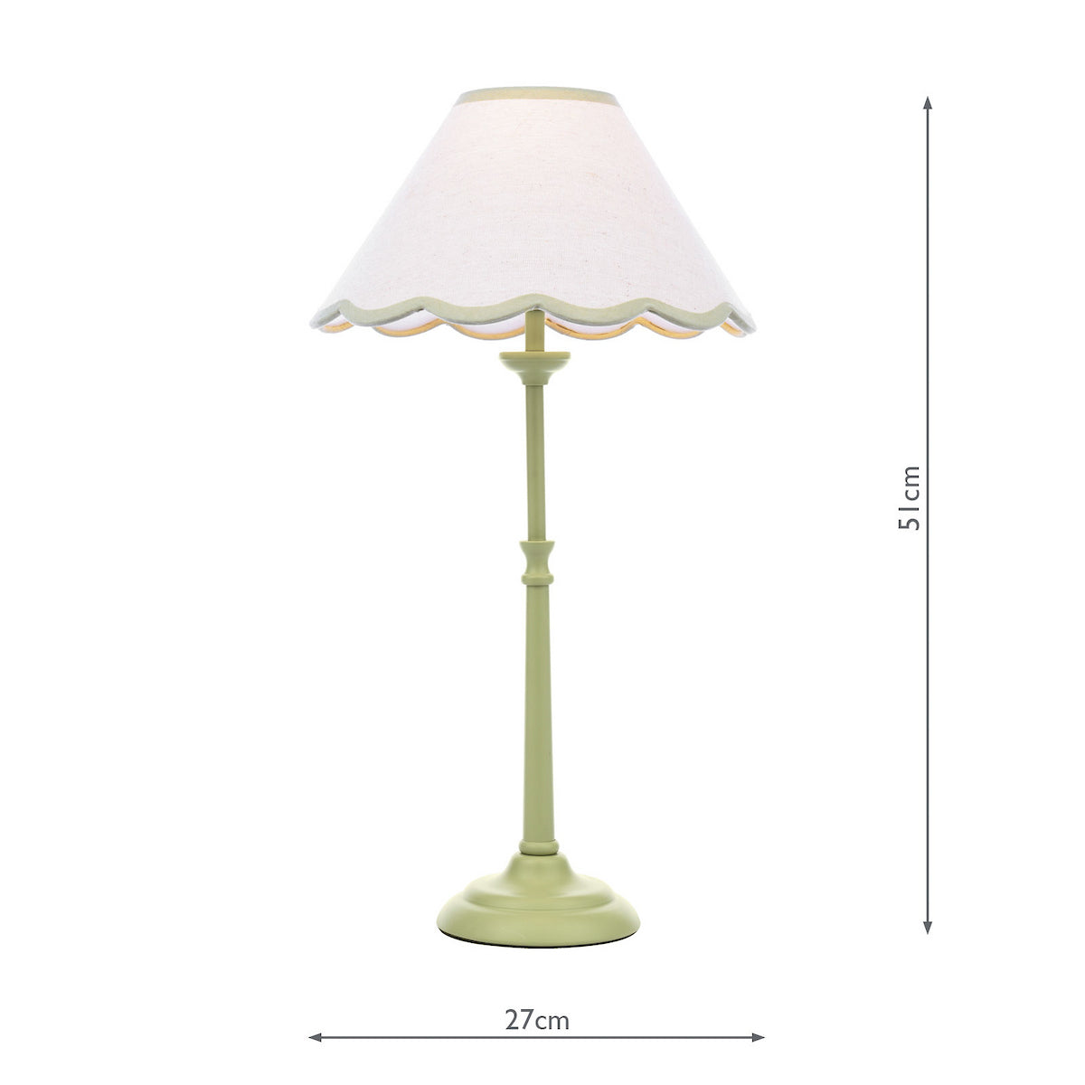 Cordwell Table Lamp In Matt Green With Scalloped Natural Linen Shade LA3756489-Q