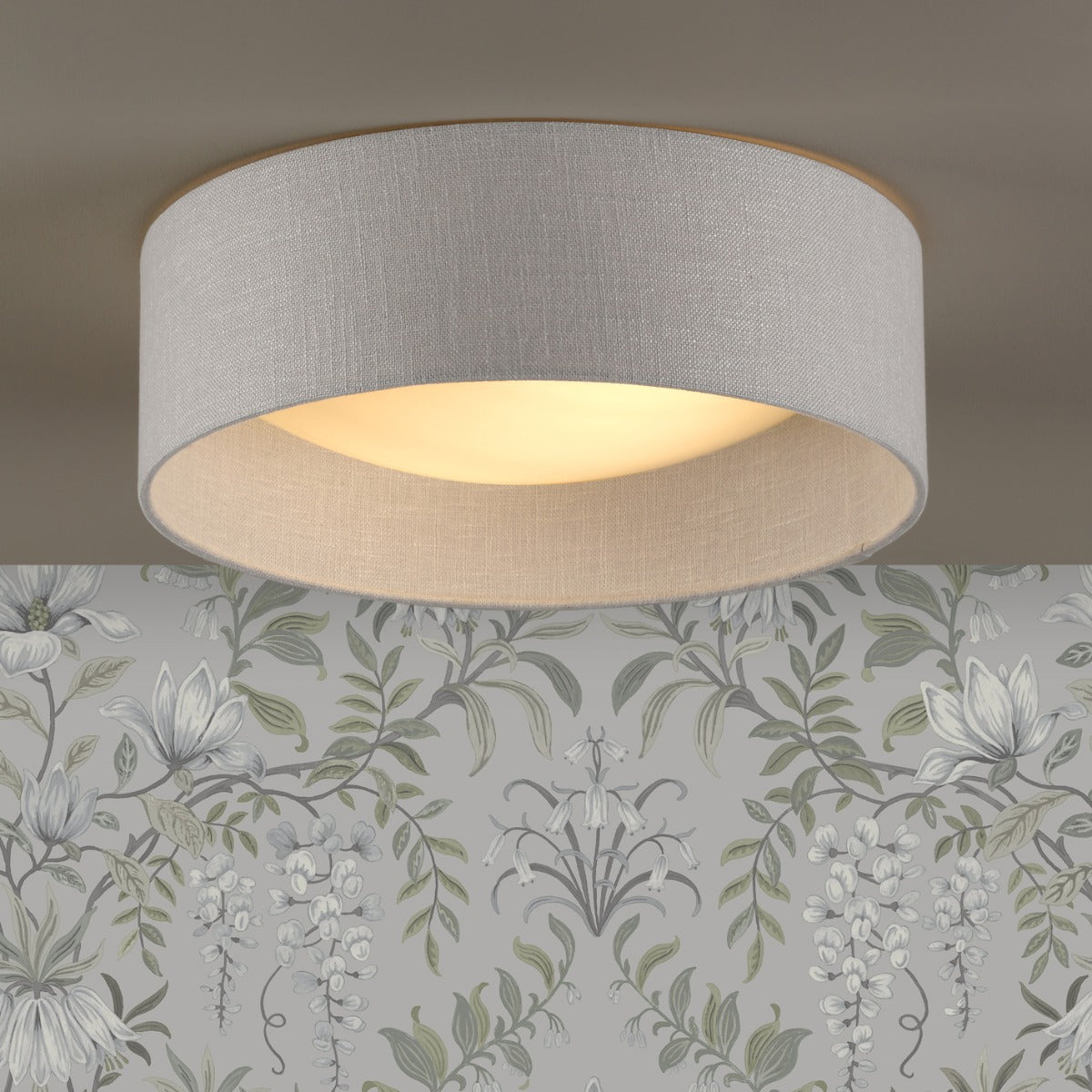 Bacall 2 Lt Flush Ceiling Light in Natural Linen Shade LA3756564-Q
