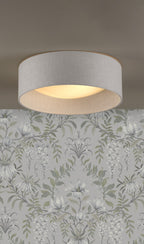 Bacall 2 Lt Flush Ceiling Light in Natural Linen Shade LA3756564-Q
