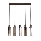 Sweden II 5Lt Ceiling Bar Pendant In Mocha Finish With Amber Glass 88921-5MO
