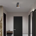 Sweden 1Lt Flush Ceiling Light In Matt Black Finish With Smoked Glass 88911-1BK