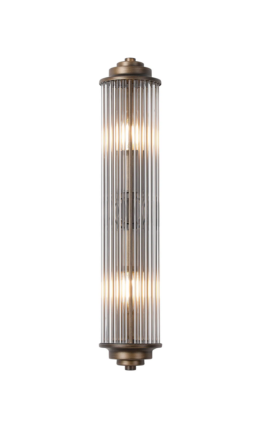 Pillar 2 Light Bathroom Wall Light In Bronze And Clear Glass Rods IP44 E14