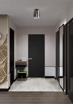 Sweden 1Lt Flush Ceiling Light In Matt Black Finish With Smoked Glass 88911-1BK