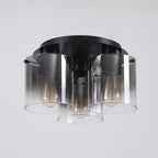 Sweden 3Lt Flush Ceiling Light In Matt Black With Smoked Glass 88911-3BK