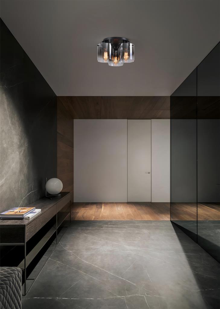 Sweden 3Lt Flush Ceiling Light In Matt Black With Smoked Glass 88911-3BK