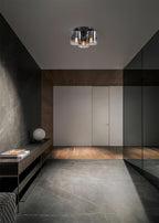 Sweden 3Lt Flush Ceiling Light In Matt Black With Smoked Glass 88911-3BK