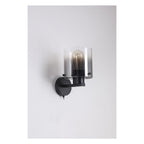 Sweden 1lt Wall Light In Matt Black and Smoked Glass 88912-1BK