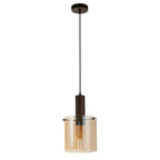 Sweden Single Ceiling Pendant Light In Mocha And Amber Glass 88910-1MO