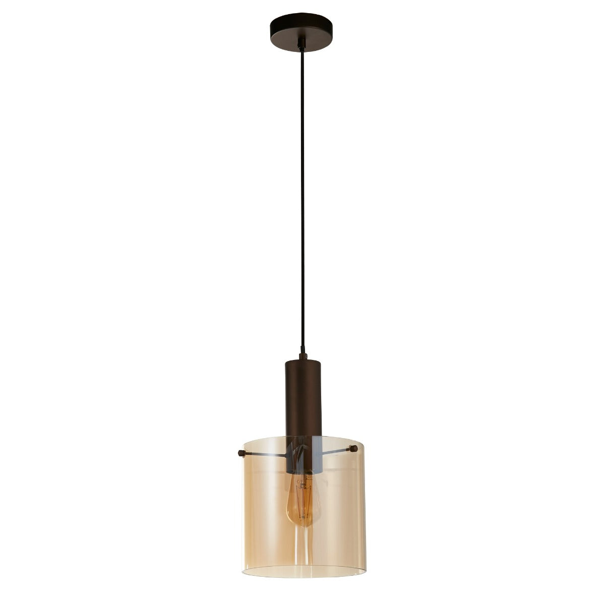 Sweden Single Ceiling Pendant Light In Mocha And Amber Glass 88910-1MO
