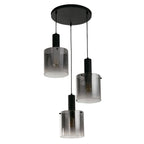 Sweden 3Lt Cluster Ceiling Pendant In Matt Black With Smoked Ombre Glass 88910-3BK