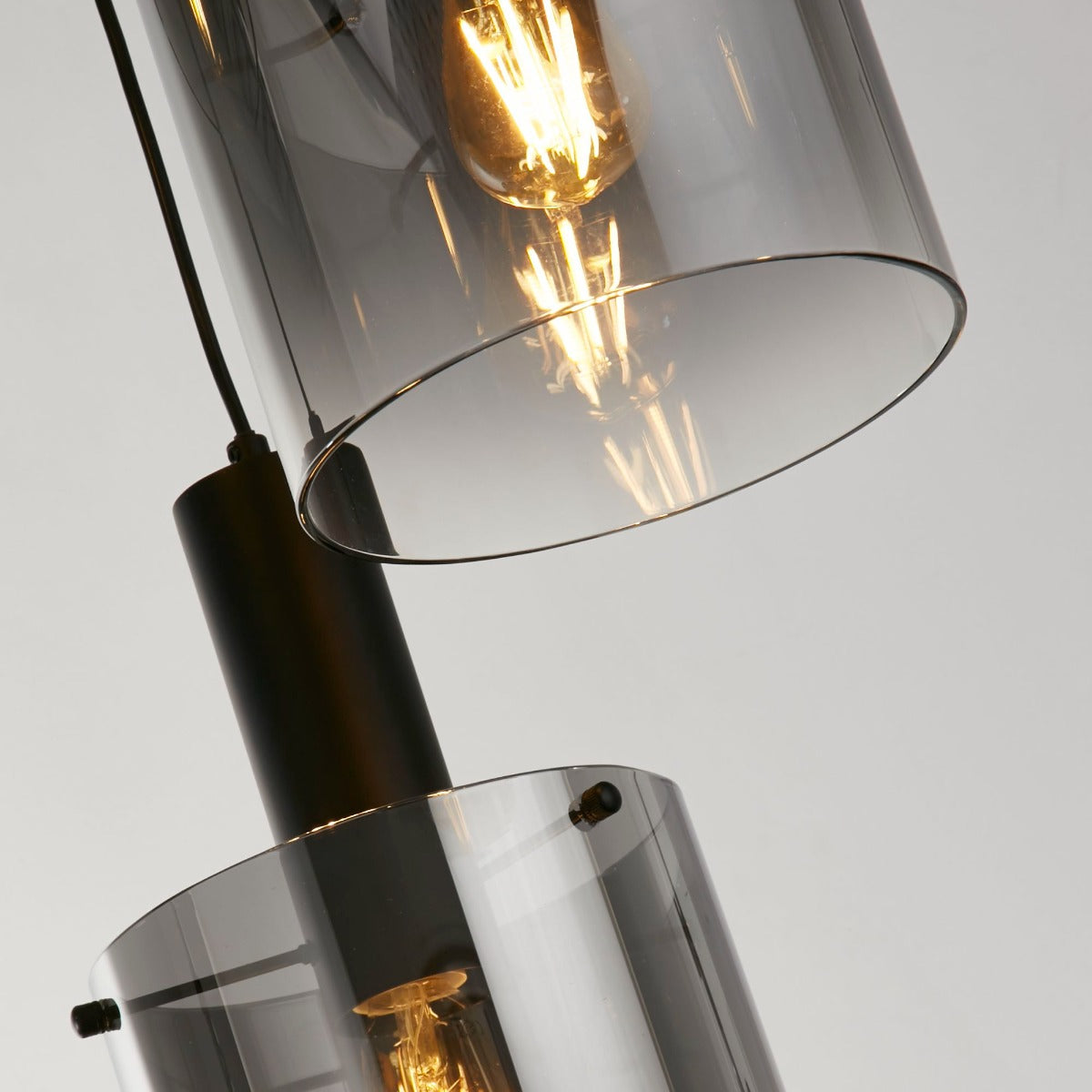 Sweden 3Lt Cluster Ceiling Pendant In Matt Black With Smoked Ombre Glass 88910-3BK