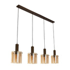 Sweden 4 Light Ceiling Bar Pendant Light In Mocha With Amber Glass 88910-4MO