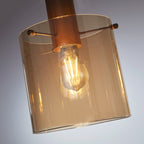 Sweden 4 Light Ceiling Bar Pendant Light In Mocha With Amber Glass 88910-4MO