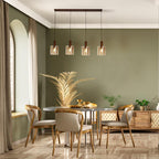 Sweden 4 Light Ceiling Bar Pendant Light In Mocha With Amber Glass 88910-4MO