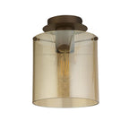 Sweden Single Flush Ceiling Light In Mocha Finish With Amber Glass 88911-1MO