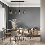 Sweden 4Lt Ceiling Bar Pendant Light In Matt Black With Smoked Ombre Glass 88910-4BK