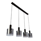 Sweden 4Lt Ceiling Bar Pendant Light In Matt Black With Smoked Ombre Glass 88910-4BK
