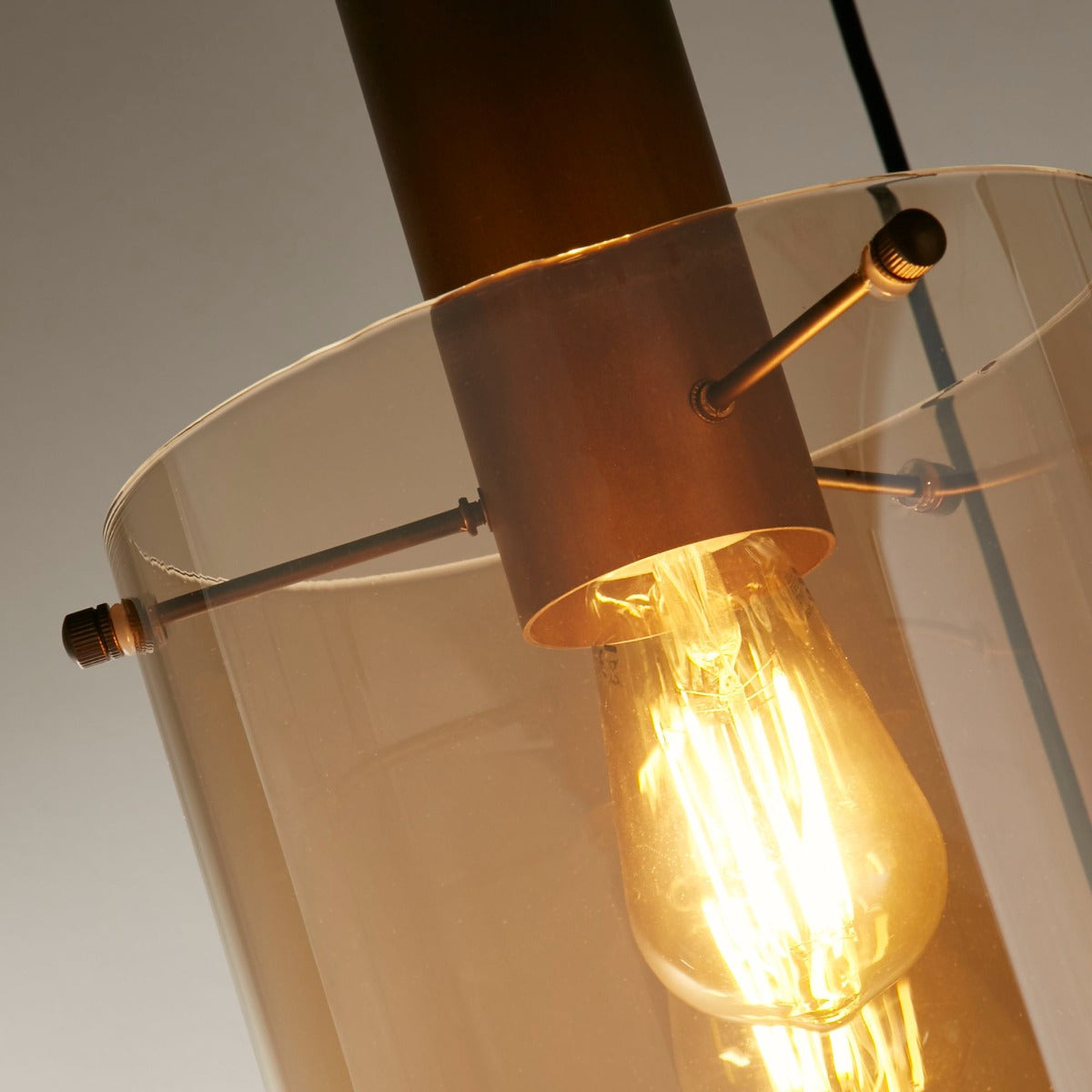 Sweden 3Lt Cluster Ceiling Pendant In Mocha With Amber Glass 88910-3MO