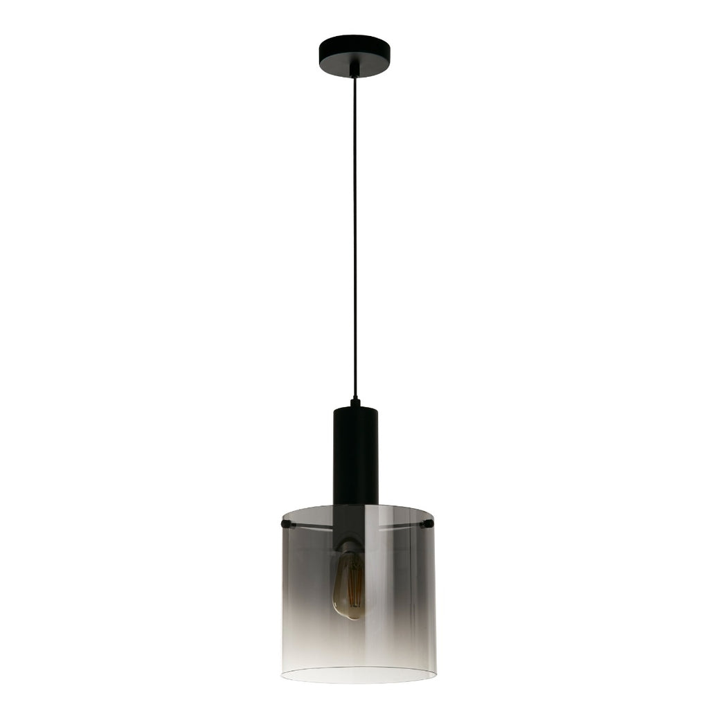 Sweden 1Lt Ceiling Pendant Light In Matt Black With Smoked Ombre Glass 88910-1BK