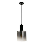 Sweden 1Lt Ceiling Pendant Light In Matt Black With Smoked Ombre Glass 88910-1BK