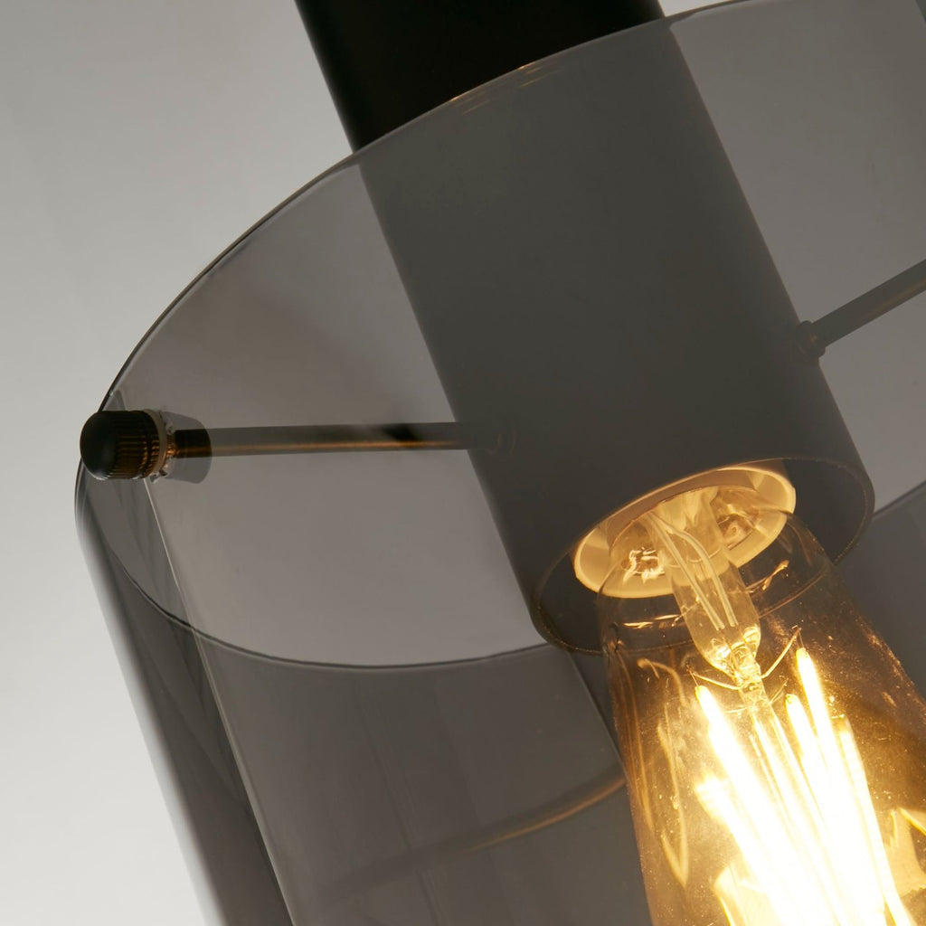 Sweden 1Lt Ceiling Pendant Light In Matt Black With Smoked Ombre Glass 88910-1BK