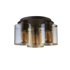 Sweden 3Lt Flush Ceiling Light In Mocha With Amber Glass 88911-3MO