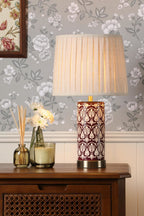 Laura Ashley Medlock Table Lamp Purple Ceramic and Antique Brass With Shade LA3756732-Q