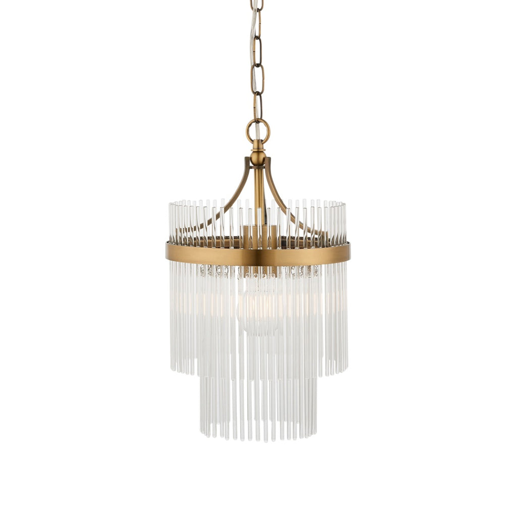 Marietta Single Ceiling Pendant Light In Antique Brass With Clear Glass 112572