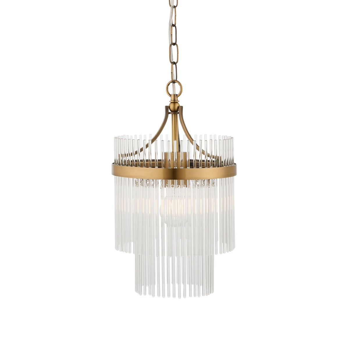 Marietta Single Ceiling Pendant Light In Antique Brass With Clear Glass 112572