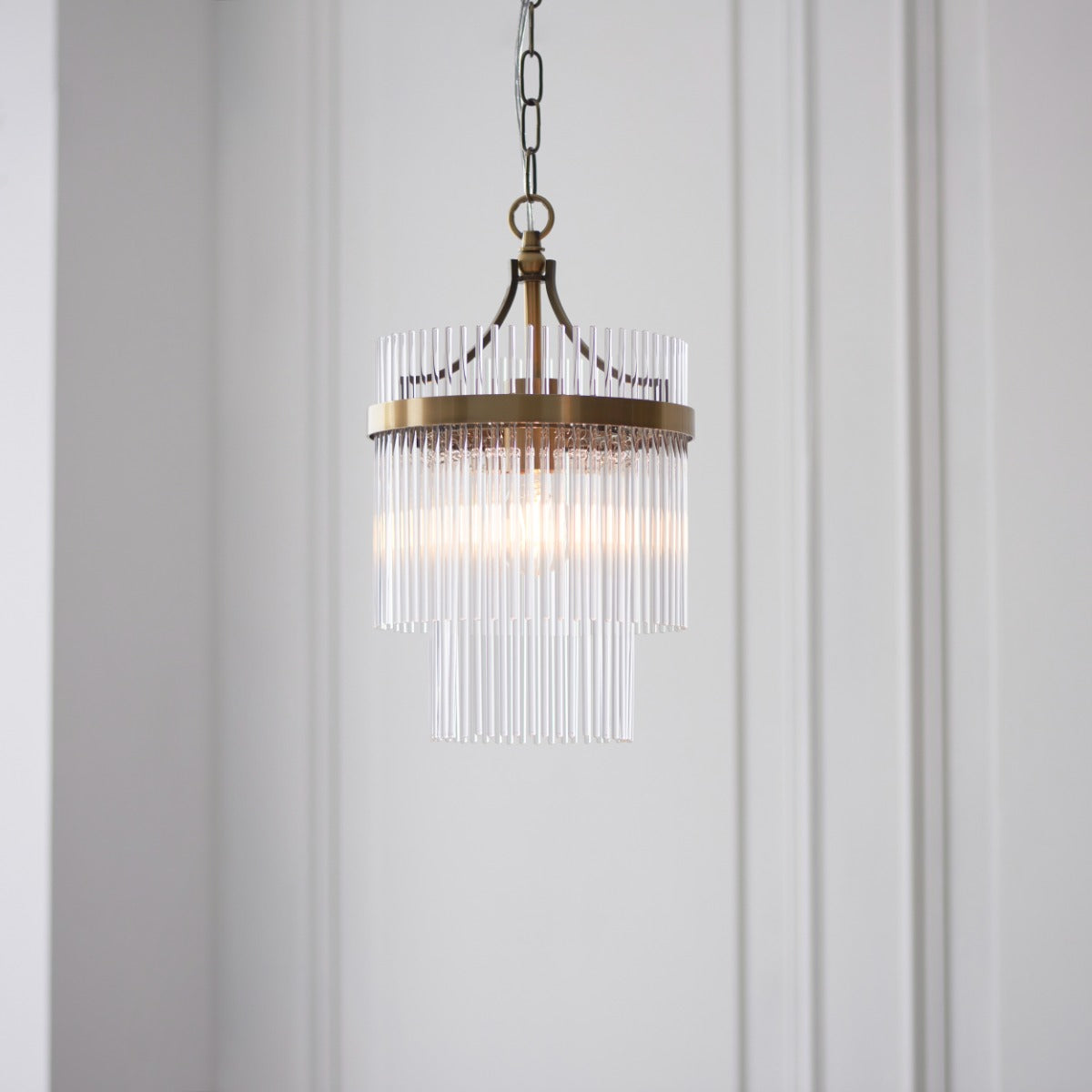 Marietta Single Ceiling Pendant Light In Antique Brass With Clear Glass 112572
