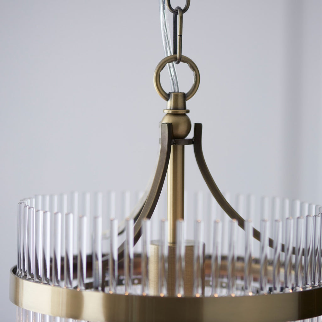 Marietta Single Ceiling Pendant Light In Antique Brass With Clear Glass 112572