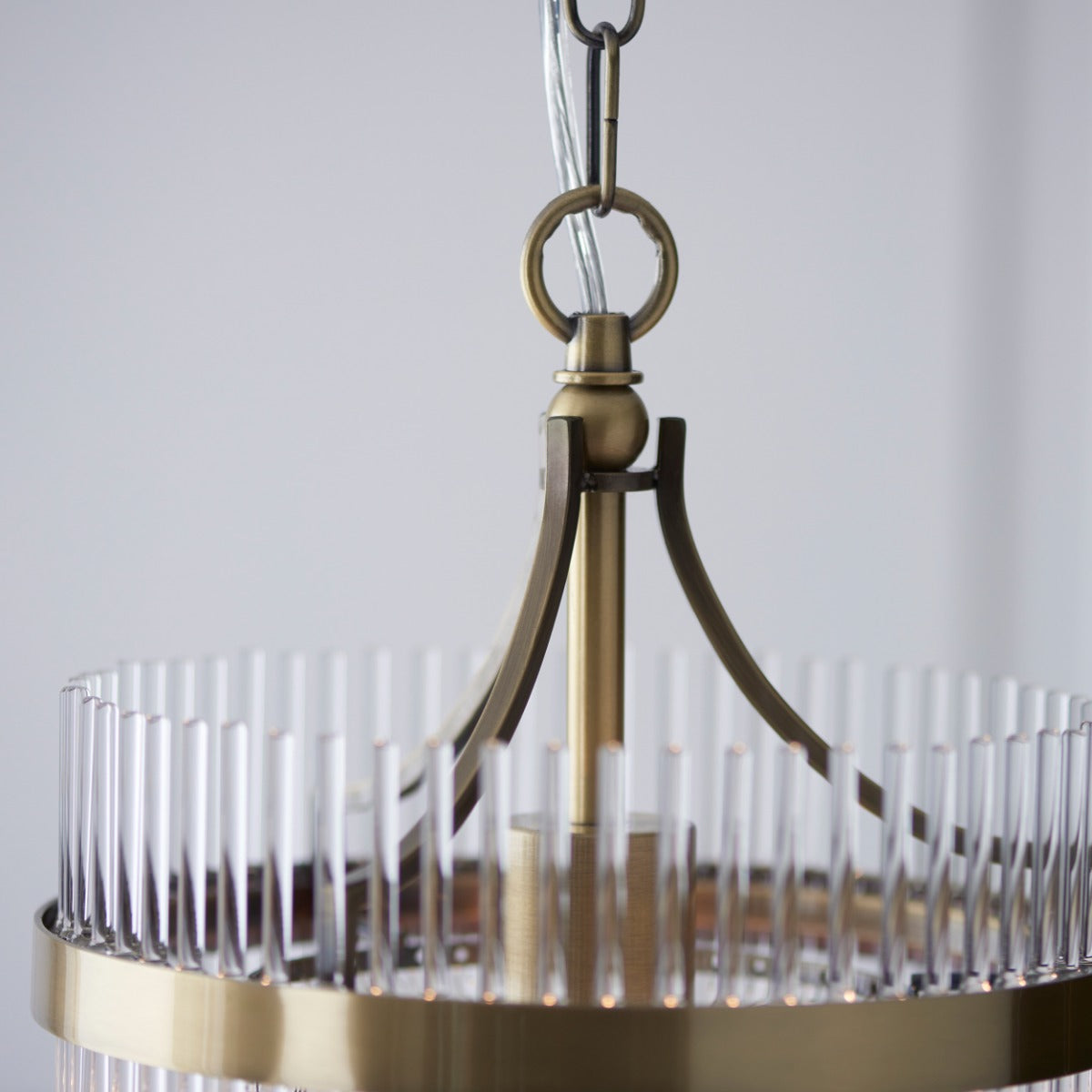 Marietta Single Ceiling Pendant Light In Antique Brass With Clear Glass 112572