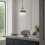 Marietta Single Ceiling Pendant Light In Antique Brass With Clear Glass 112572