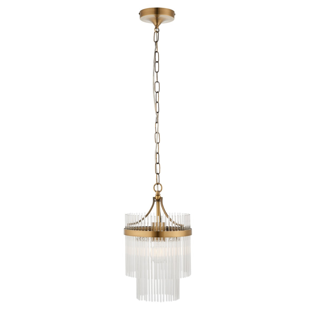 Marietta Single Ceiling Pendant Light In Antique Brass With Clear Glass 112572