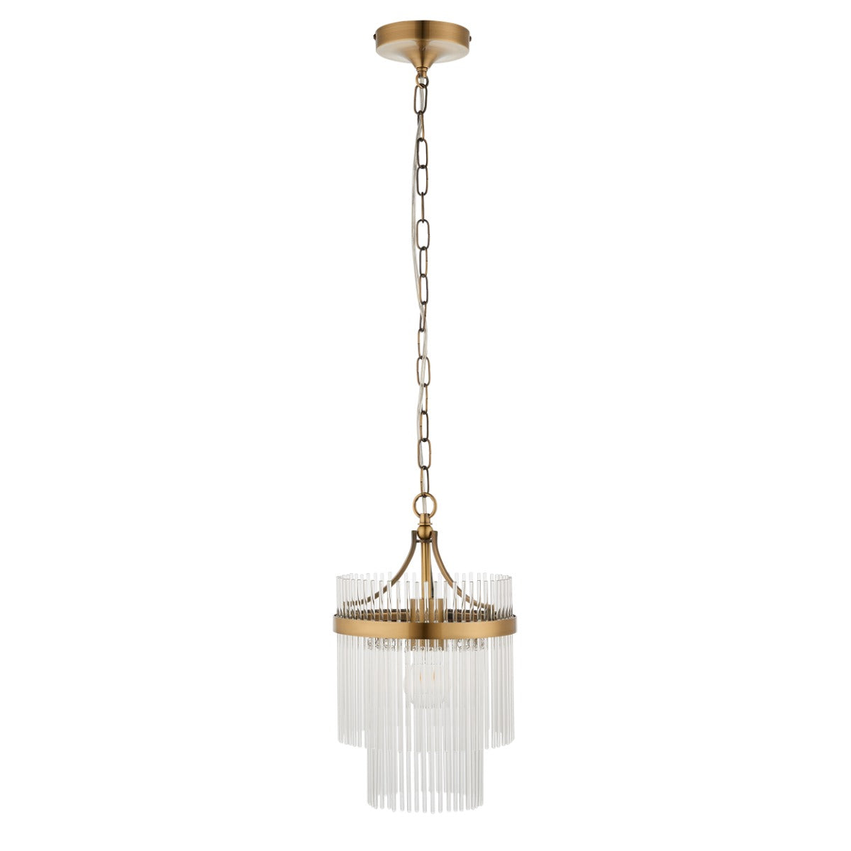 Marietta Single Ceiling Pendant Light In Antique Brass With Clear Glass 112572