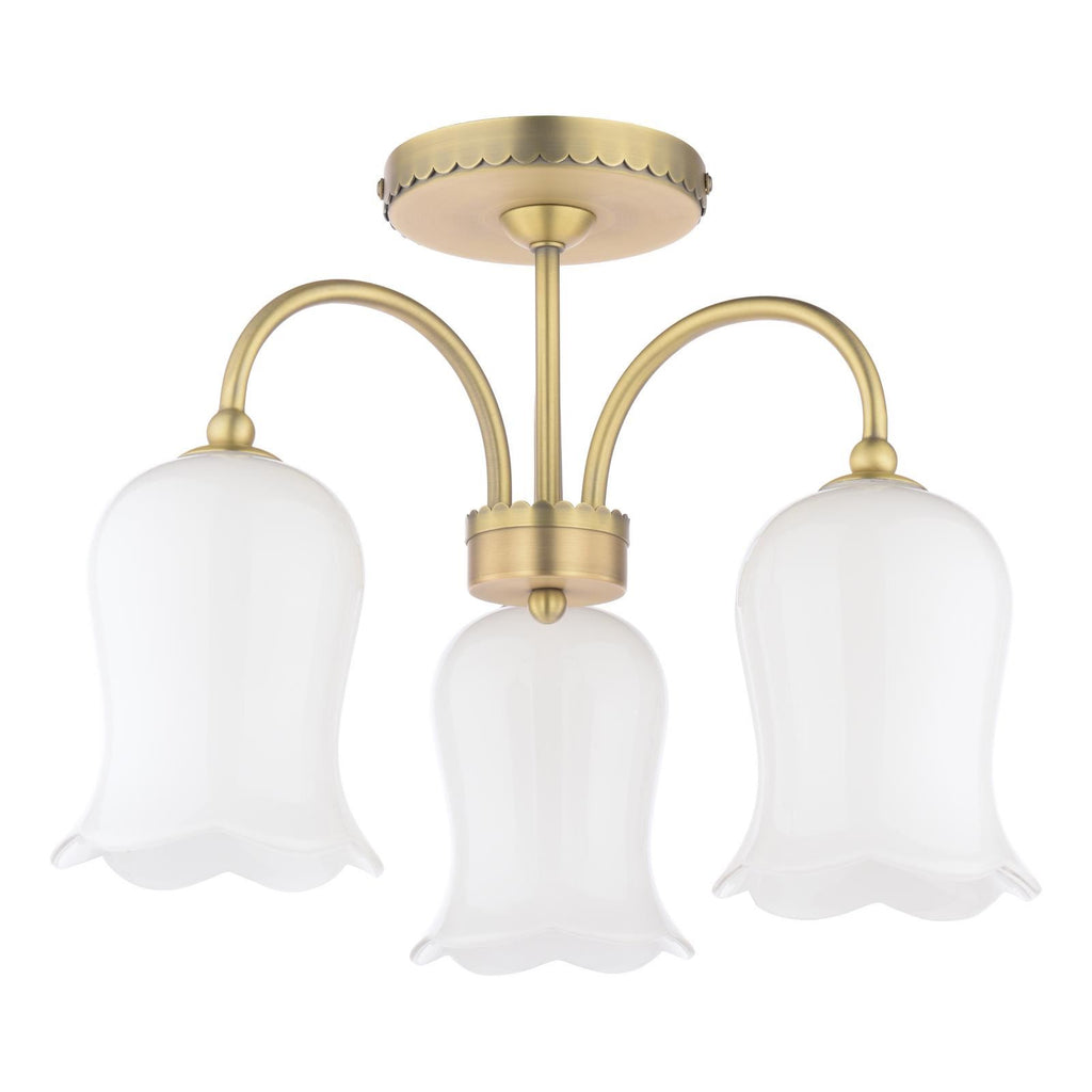 Laura Ashley Lidsell 3 Light Semi-Flush Matt Antique Brass and Opal Glass LA3756648-Q