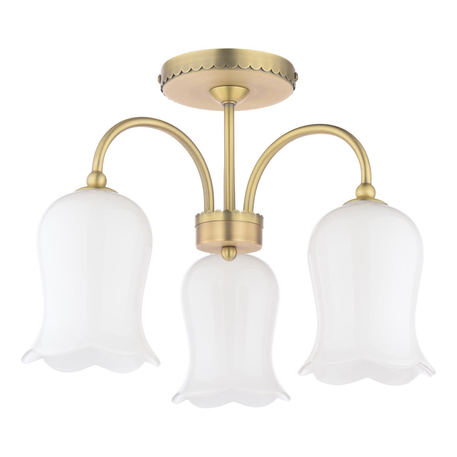 Laura Ashley Lidsell 3 Light Semi-Flush Matt Antique Brass and Opal Glass LA3756648-Q