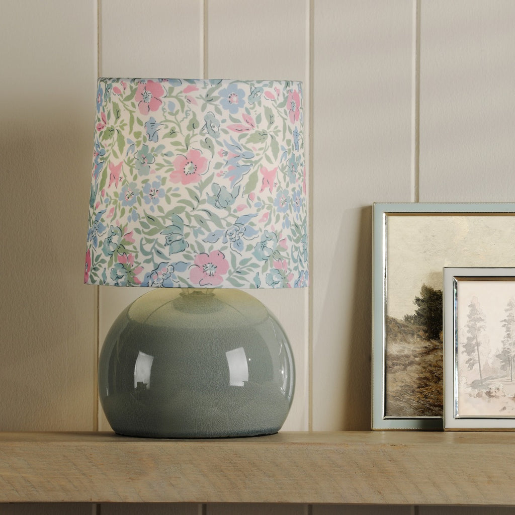 Laura Ashley Sherston Table Lamp Blue Crackle Glaze With Shade LA3756618-Q