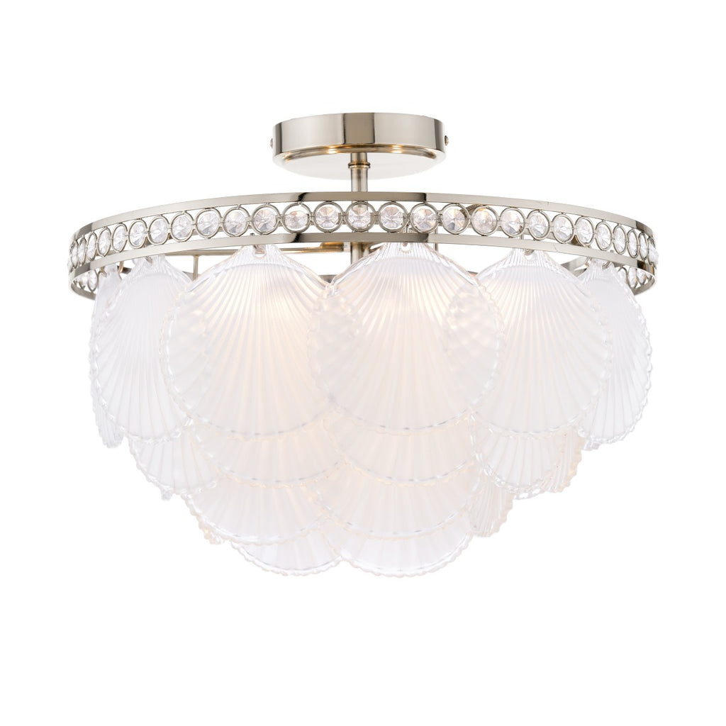 Laura Ashley Caverton 4 Light Semi-Flush Polished Nickel and White Glass LA3756609-Q