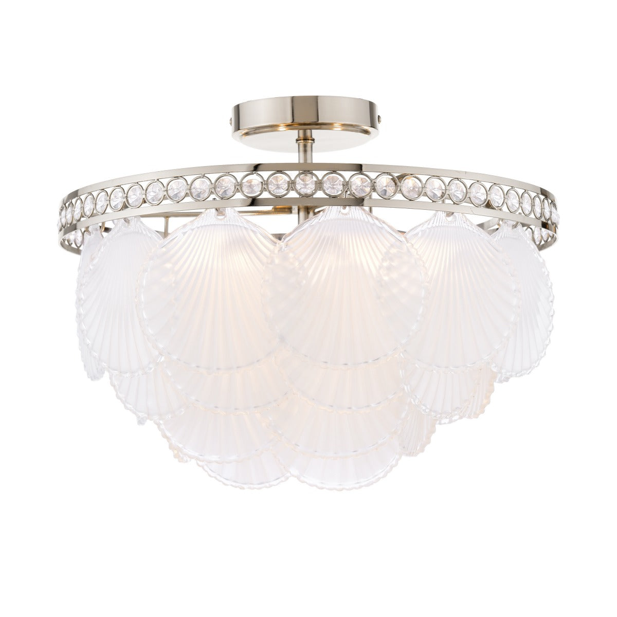 Laura Ashley Caverton 4 Light Semi-Flush Polished Nickel and White Glass LA3756609-Q