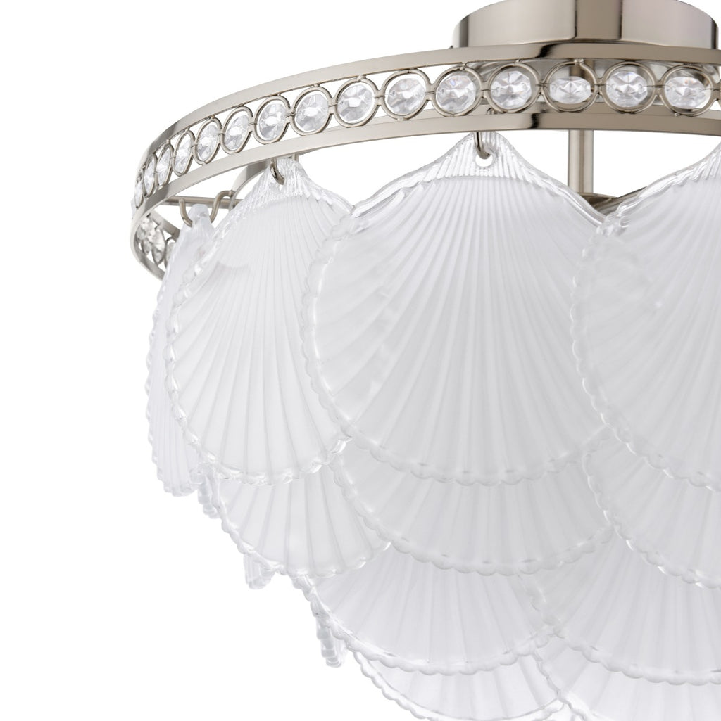 Laura Ashley Caverton 4 Light Semi-Flush Polished Nickel and White Glass LA3756609-Q