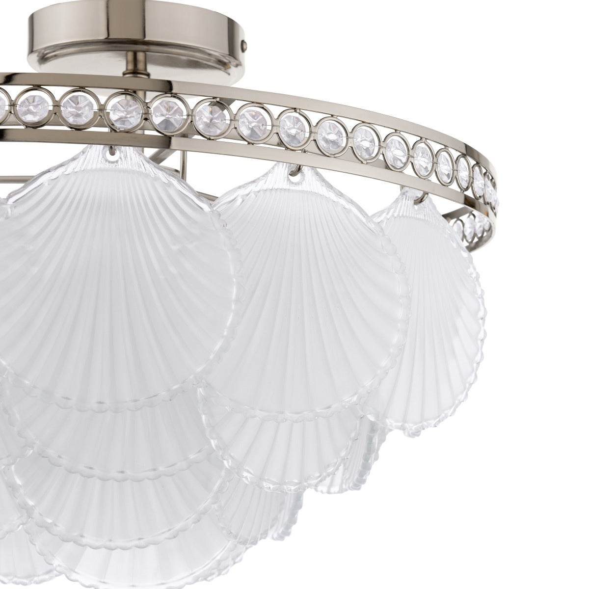Laura Ashley Caverton 4 Light Semi-Flush Polished Nickel and White Glass LA3756609-Q