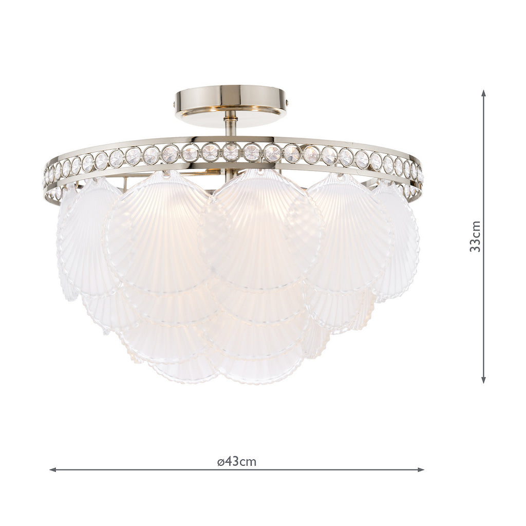 Laura Ashley Caverton 4 Light Semi-Flush Polished Nickel and White Glass LA3756609-Q