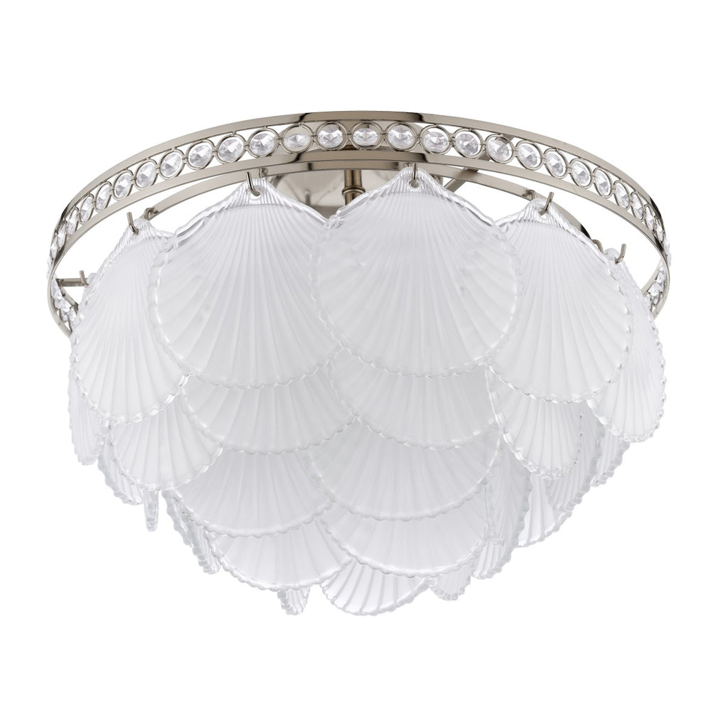 Laura Ashley Caverton 4 Light Semi-Flush Polished Nickel and White Glass LA3756609-Q