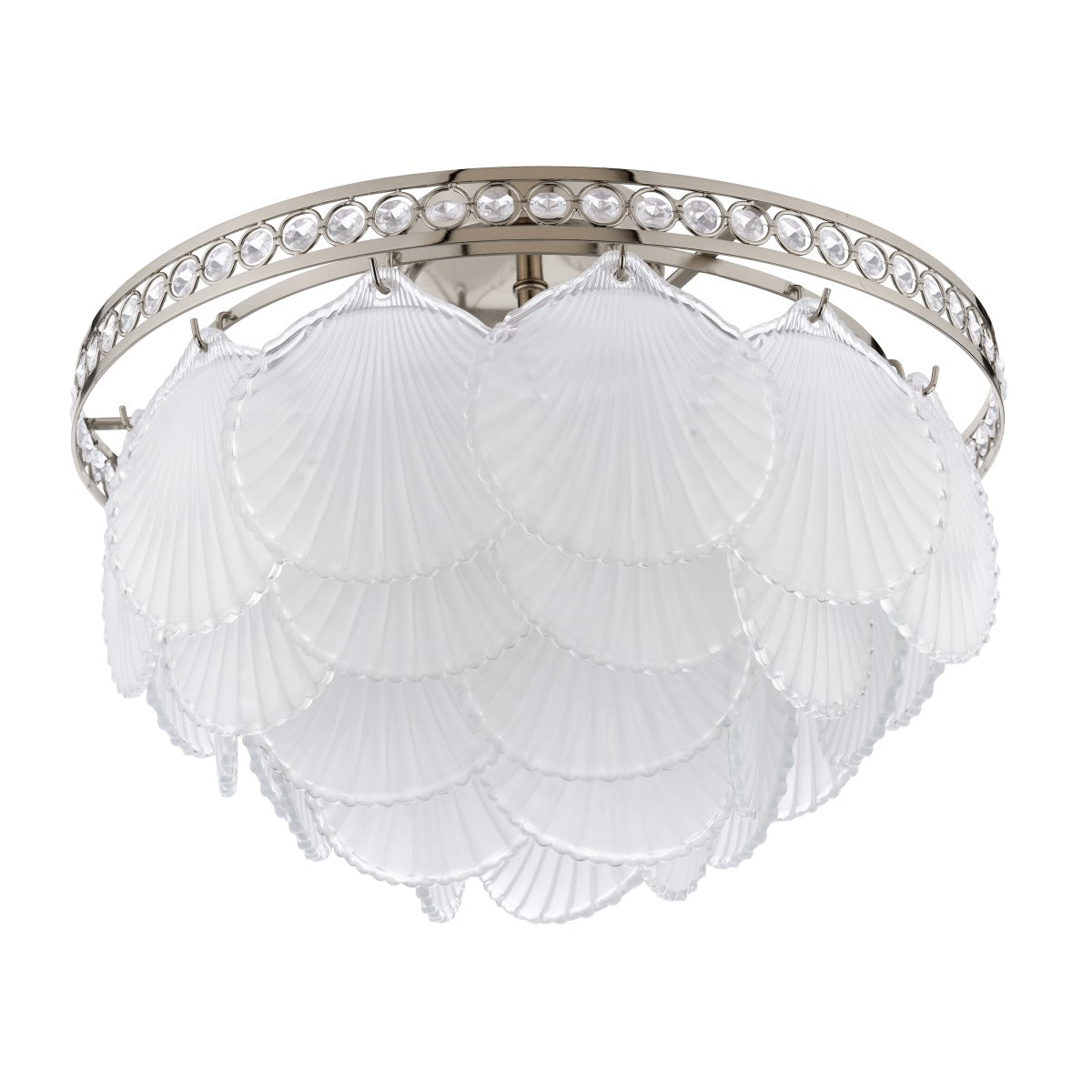 Laura Ashley Caverton 4 Light Semi-Flush Polished Nickel and White Glass LA3756609-Q